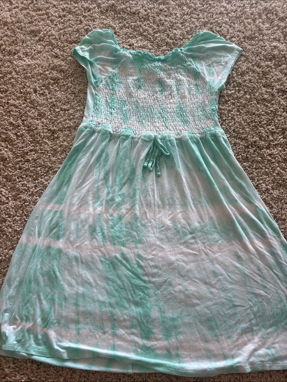 Justice Girls Aqua and White Tie-Dye Dress